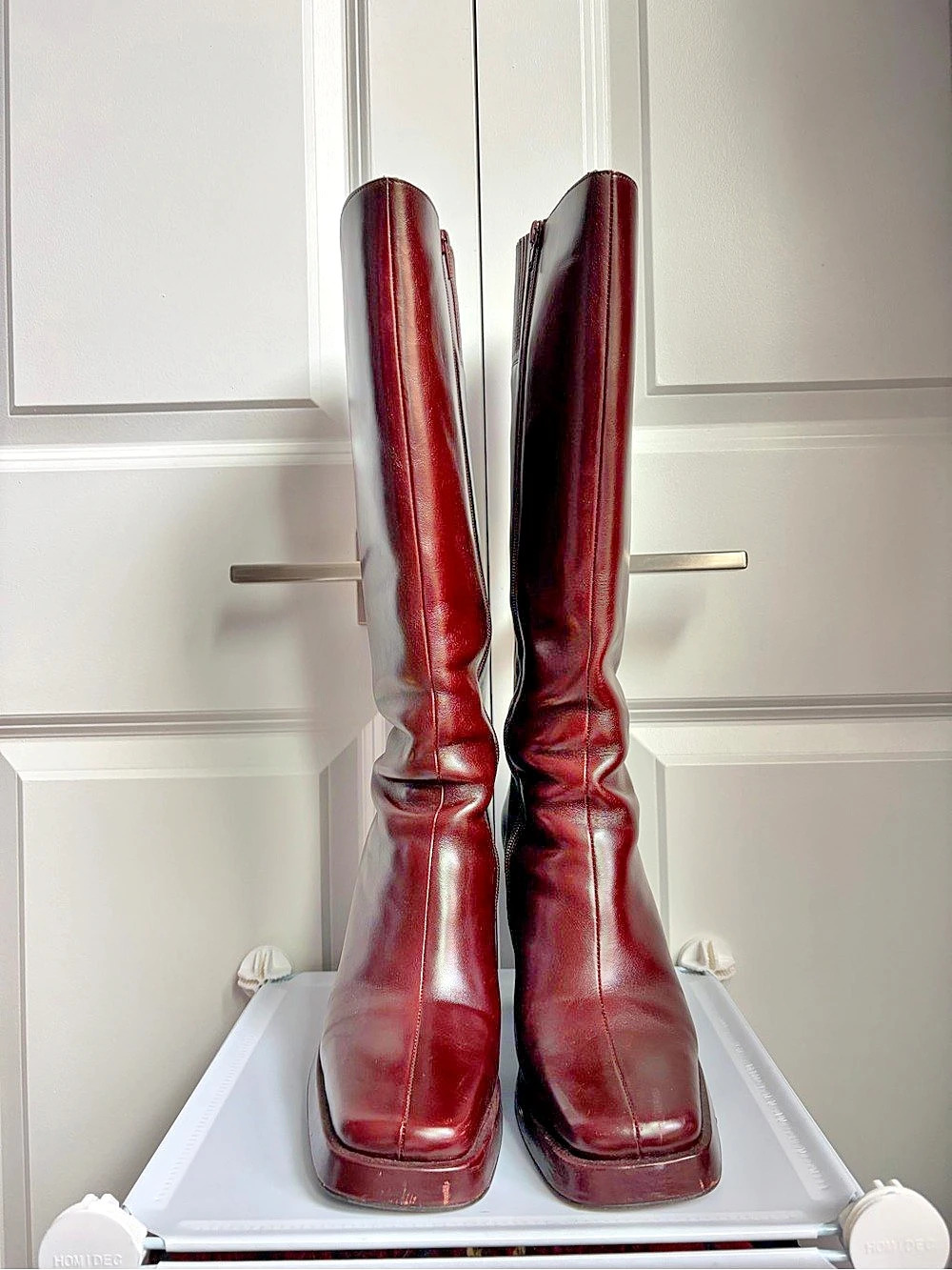 Jeffrey Campbell Burgundy Knee-High Platform